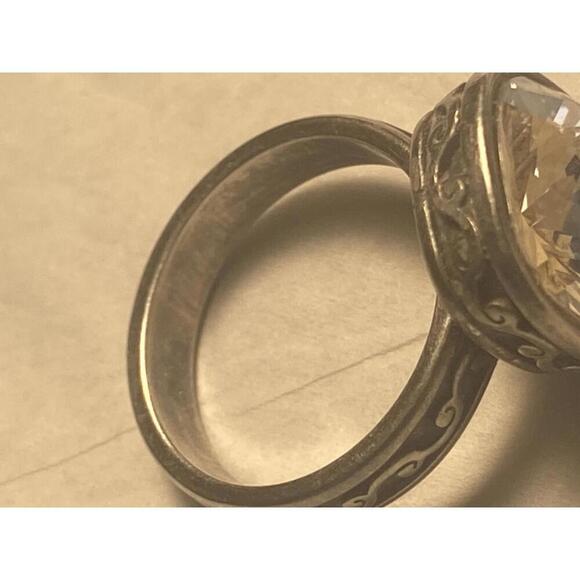 Brighton Vintage Silver Statement Ring with Large Crystal - Picture 8 of 9